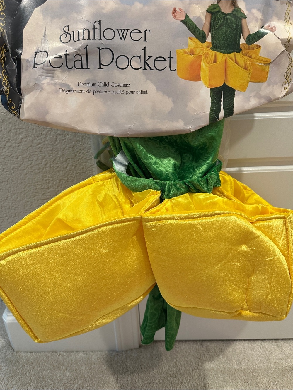 Sunflower Petal Pocket Kids Costume - Yellow & Green